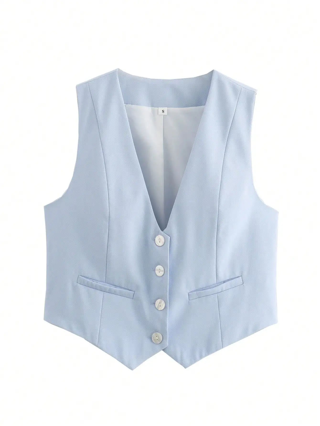 Fashion Women Vest Sleeveless Vests for Women Chic V-Neck Single-Breasted Ladies Elegant White Waistcoat Tops