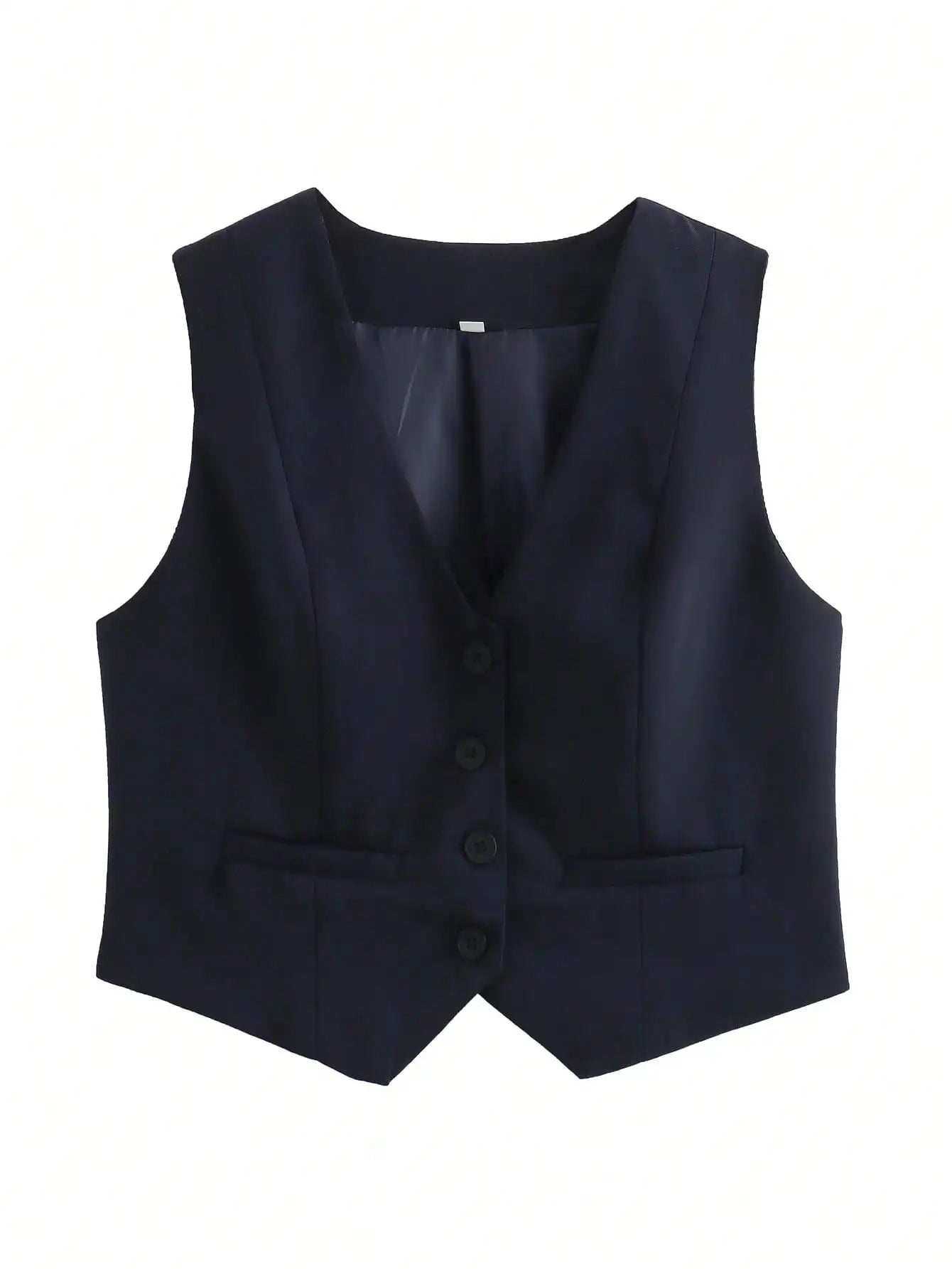 Fashion Women Vest Sleeveless Vests for Women Chic V-Neck Single-Breasted Ladies Elegant White Waistcoat Tops