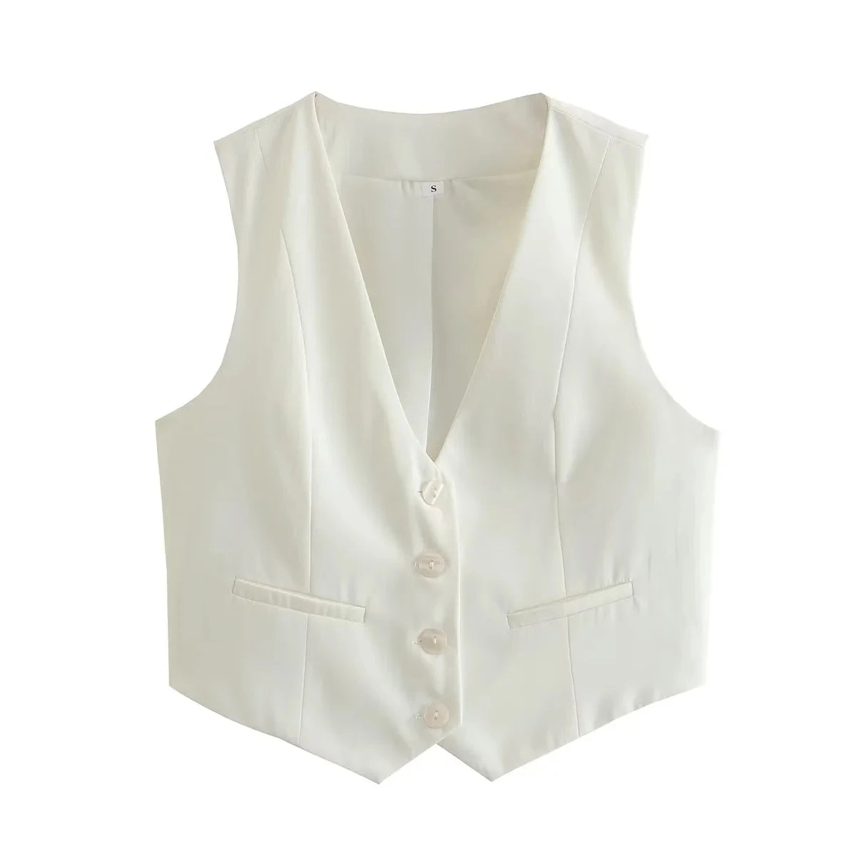 Fashion Women Vest Sleeveless Vests for Women Chic V-Neck Single-Breasted Ladies Elegant White Waistcoat Tops
